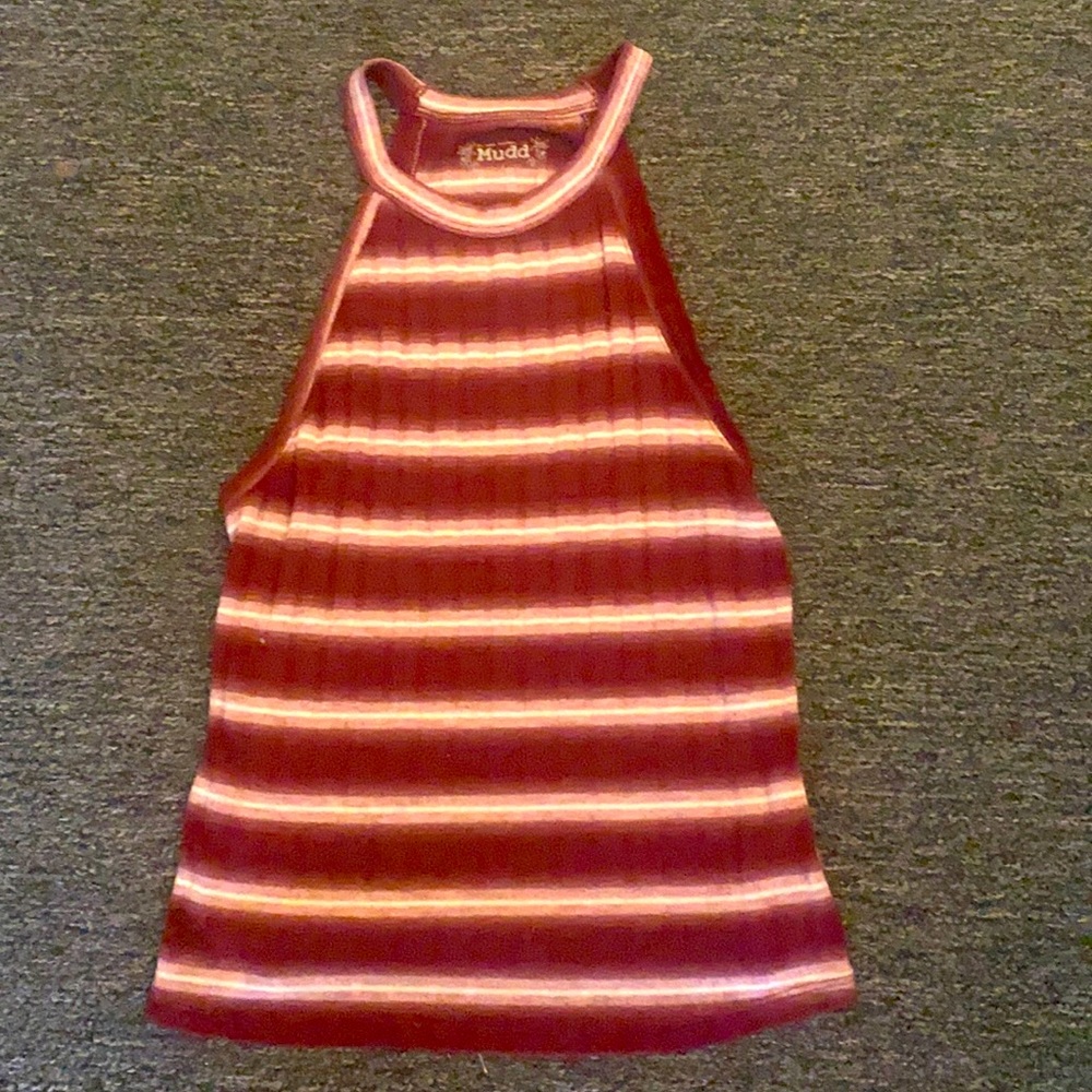 Maroon striped halter top